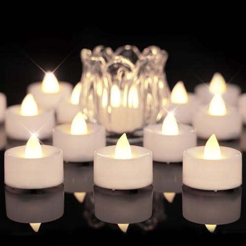 Image of BEICHI Flameless Candles, 50Pack Battery Operated Candle, LED Tea Lights Candles Battery Operated, Flickering Fake Votives for Wedding Halloween Christmas Diwali- Warm White