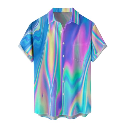 Camisetas de gimnasio para hombre, estilo tropical, casual, manga corta, estampadas, camisetas de playa para hombre, azul, L