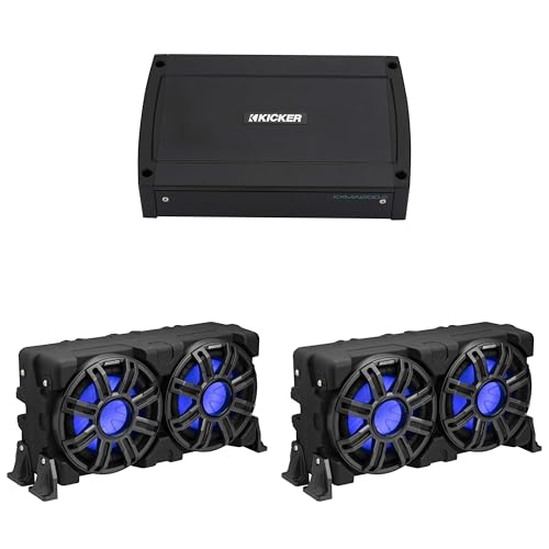 Kicker (2) 51MWLE104 - MWE 10-Inch Loaded Premium Marine Sub Encl w/Passive Radiator 4ohm & 48KXMA12002 Marine Amp Bundle