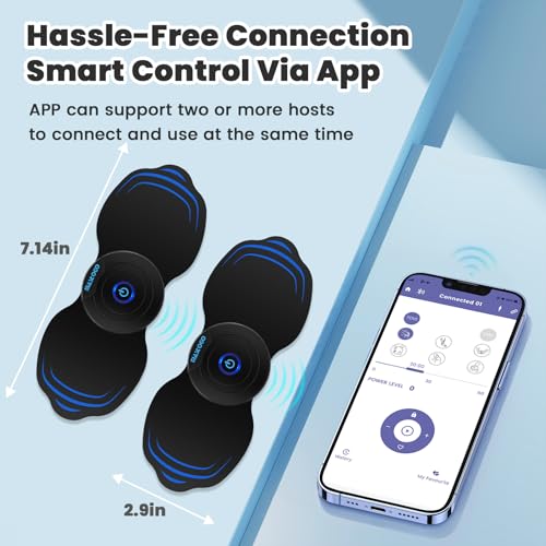 MASTOGO Wireless Tens Unit Muscle Stimulator - Two Sets of Tens Unit Massager for Pain Relief - Up to 12 Mode 20 Intensity Portable with App Controlled Bluetooth TENS EMS Muscle Stimulator Machine