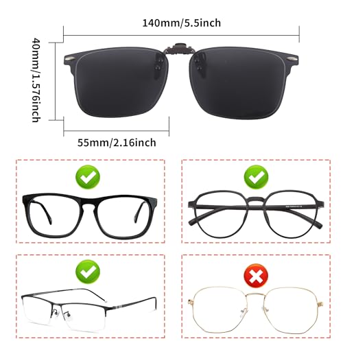 UV Protection Clip-On Sunglasses: Polarized, Anti-Blue Light, Flip-Up Sun Shades -Fits Over Prescription Glasses2