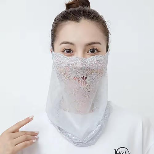 hiwhale UV Proteger Mujeres Hombres Deportes máscara de Encaje con diseño Colgante del oído, Escote protección Golf mascarilla Protector Solar para Deportes de Verano