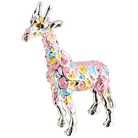 Xinkulas Colorful Giraffe Figurine Trinket Jewelry Box Collectibles Decoration Keepsake Box 5.1 Inches (Sliver) Cover