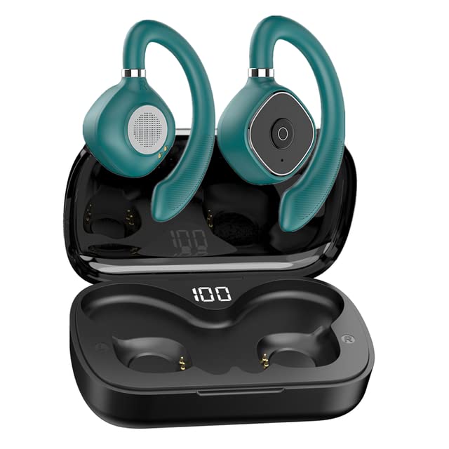 AEsmart - Air Conduction bluetooth Earphones Not in-Ear Wireless Bluetooth Headset Sports Running Hanging Ear type Bluetooth Headphones (Green)