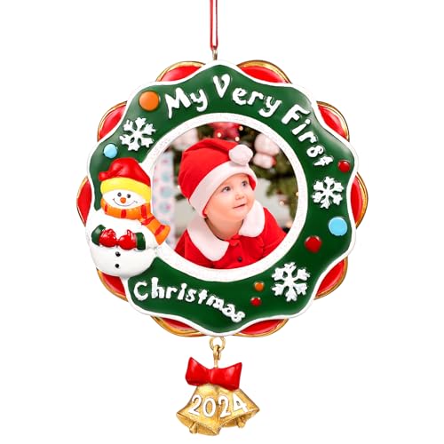 Baby's First Christmas Ornament Gifts 2023 My Very First Christmas Picture Frame Photo Plaque