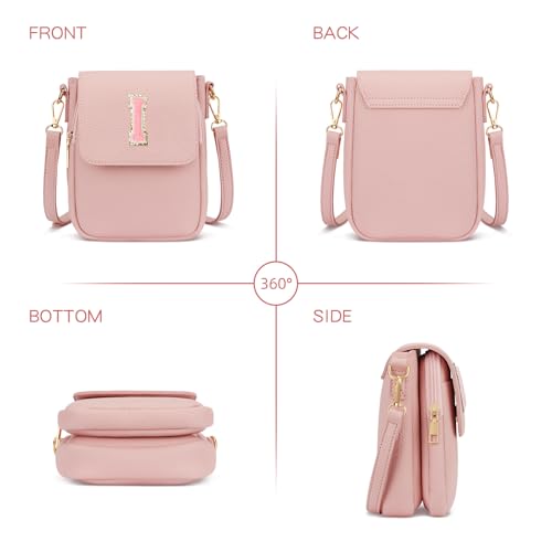 Image of Gift for Girls Small Initial Crossbody Bag for Teens Vegan Leather Cell Phone Kids Purse