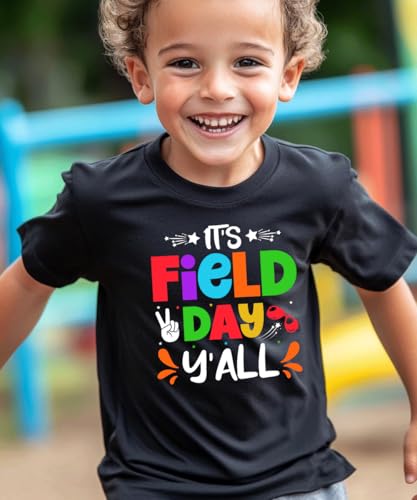 Image of Kids Toddler Boys Girls Field Day T-Shirt Kindergarten Student Funny Short Sleeve Cotton Tee Tops(Black,3T)