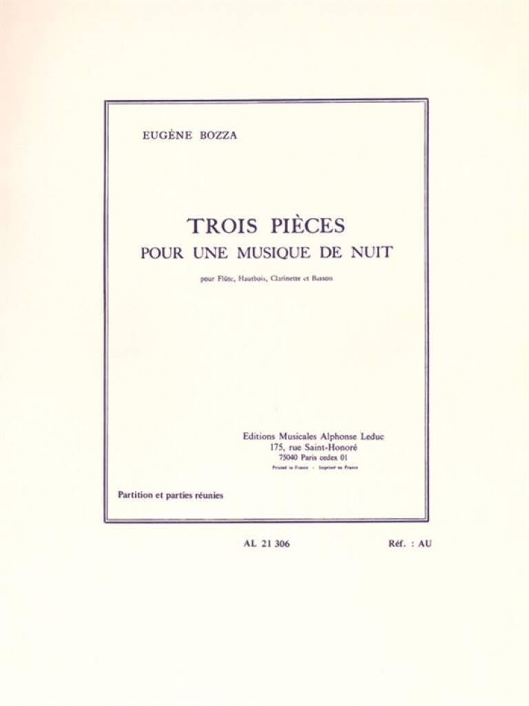 3 PIECES POUR UNE MUSIQUE DE NUIT FLUTE HAUTBOIS CLAR BASSON PARTITION/PARTIES
