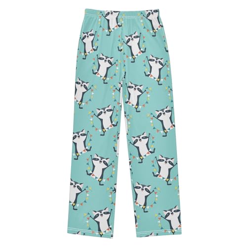 ZZKKO Funny Raccoon Garland Flags Boys Pants for Kids Jogger Pants with Pockets S-XL