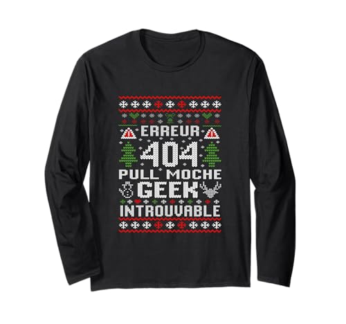 Geek Erreur 404 Style Pull Moche Noël Imprimé Développeur Manche Longue