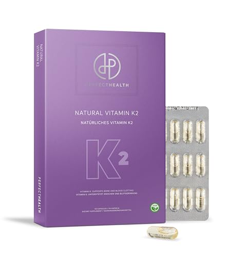 Perfect Health - Natural Vitamin K2 - Supplément Dietary - Good for Bones and Calcium Balance - Vegan (90)