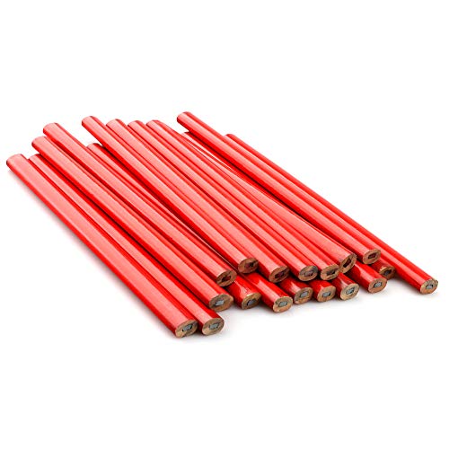 Buspoll woodworking pencils (red), medium-hard graphite lead natural wooden pencils, 20 pencils per pack