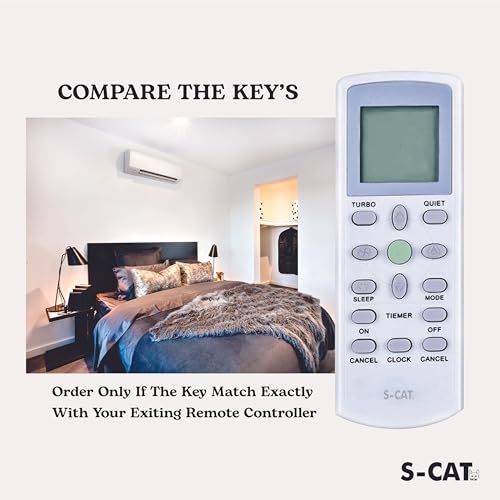 Image of S-CAT Compatible with Daikin AC Remote Control ECGS01 Model 146 (No Backlight) Suitable for 1 1.5 2 Ton Split /Window AC (Match Old Remote Exactly, Contact Customer Care for Order)