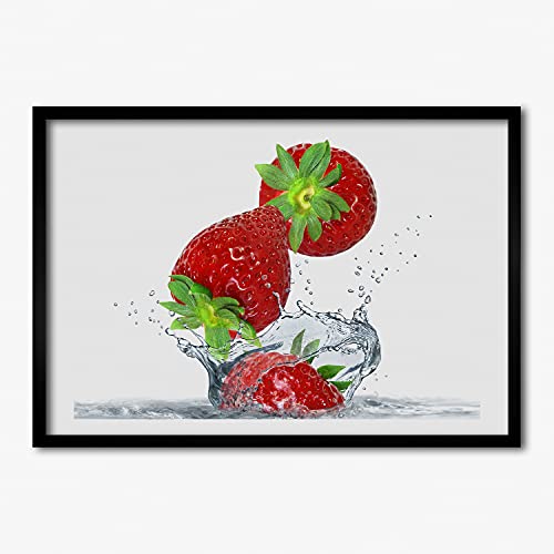 Cadre en bois 70x50 cm Tulup pour décorer la cuisine avec une peinture de fraises