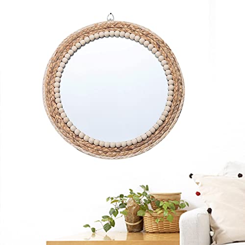 Runder Rattan Spiegel - Boho Wandspiegel 34cm