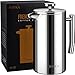 BAYKA French Press Coffee Maker, Stainless Steel 34oz Double-Wall Metal Insulated Coffee Tea Makers with 4 Level Filtration System, Rust-Free, Dishwasher Safe