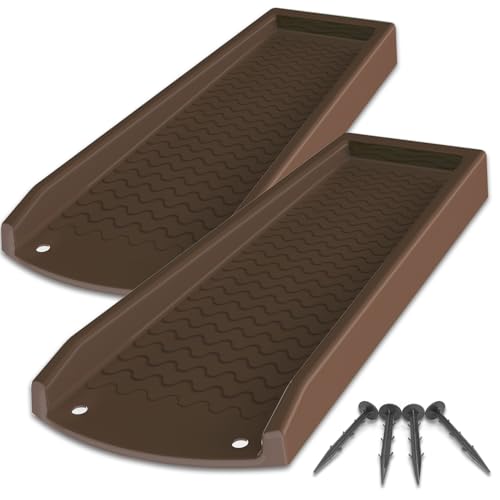 NAACOO 2 Pack Downspout Splash Block 24 Rain Gutter Downspout Extensions/Extender with 4pc Fixing Nails Drainage to Protect House Foundations(4 Piece|Brown)