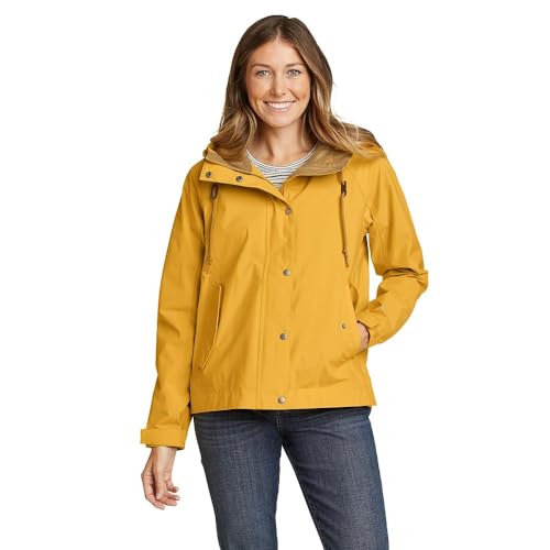 Eddie Bauer Women's Port Townsend Waterproof Rain Jacket, Waterproof, Dk Marigold, Small