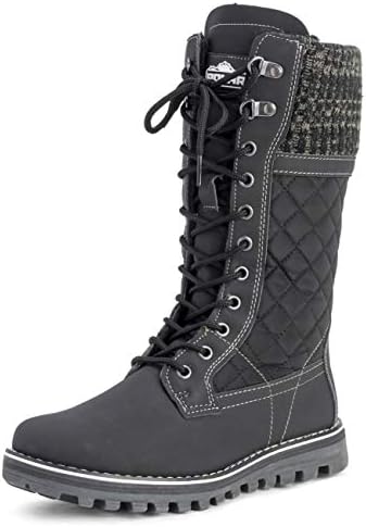 POLAR Womens Winter Thermal Snow Outdoor Warm Mid Calf Waterproof Durable Boot - Black - US9/EU40 - YC0376