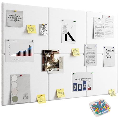 Kongming 6 piezas Corcho Pared autoadhesivo con 40 Bichos, 9 mm de grosor Tablero de Corcho para Fotos, 30 * 30cm Paneles decorativos para Pared Hogar Oficinas Escuela (blanco)