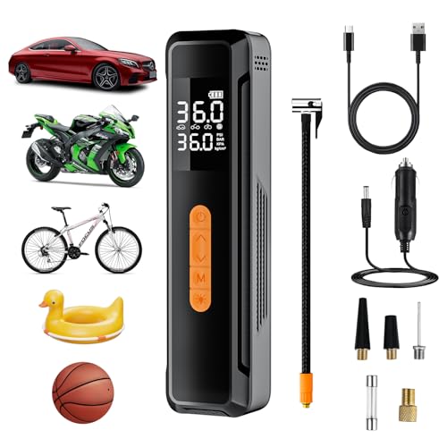 Compressore Aria Portatile, GuKKK 150PSI Gonfiatore Elettrico con 6000mAh,Mini Compressore con...