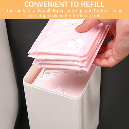 Image of HASTHIP Sanitary Pads Dispenser for 25-30 Pads, Wall-Mounted Box Napkin | Napkin Holder, Dustproof Waterproof Sanitary Pads Wall Holder Bathroom Sanitary Pads Bathroom Organizer, 11.5cmx11.5cmx19.5cm