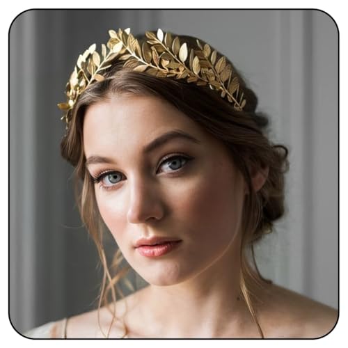 Handcess Diosa griega tiara hoja corona diadema disfraz tocado hojas novia tocado para las mujeres, talla única, Plástico, No es una piedra preciosa