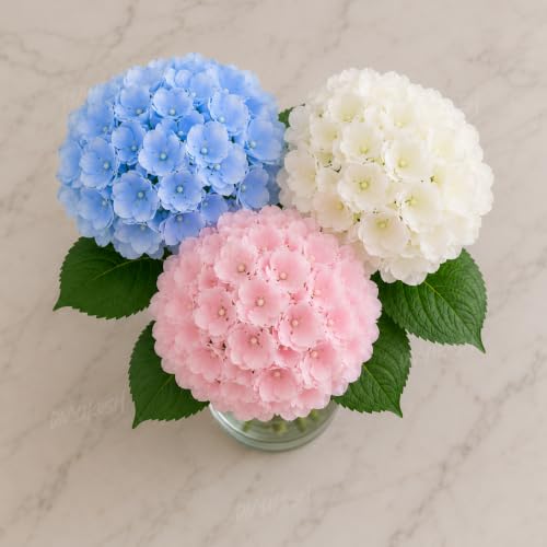 Image of Divyakosh 3 Hydrangea Flower Sticks (Vases Not Included), Artificial Flowers Bunch, Artificial Flower for Vase, Luxury Floral Arrangement, Living Room Office Dining Table Centerpiece Home Decor