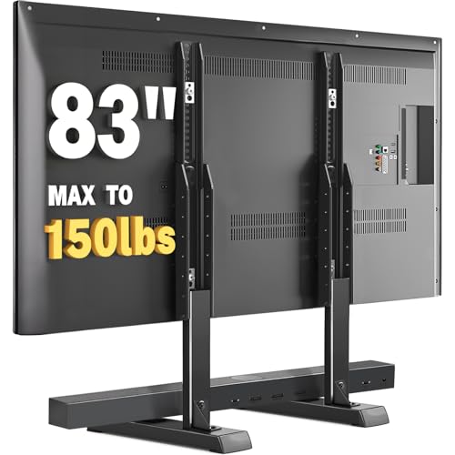 Universal Table Top TV Stand Base for 24-83 inch LCD LED TVs, TV Legs with Height Adjustment and Cable Management Hold up to 150lbs, Max VESA 800x500mm, Black