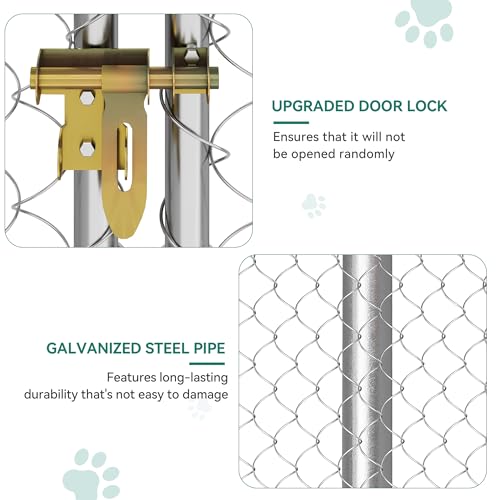 Image of YITAHOME 10'x10' Outdoor Dog Enclosure with Metal Dog Gate | Dog Kennel Outside with Roof, Dog Fence Outdoor for Yard