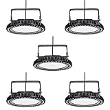 500W LED High Bay Industrielampe, 6000K Tageslicht-Weiß Dimmbare 30000 Lumen 220V Industrie UFO Highbay Hallenstrahler Bergbaulampe, IP65 wasserdichte Werkstattlampe für Lager Garage,5 Pack