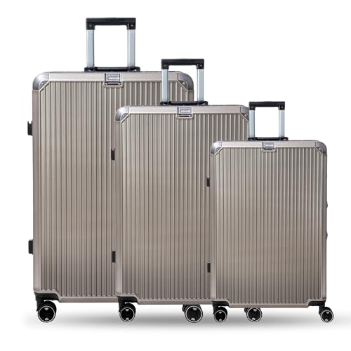 Image of Vertica Hard PC Luggage, Set of 3, Cabin, Medium and Large Size, 100% Polycarbonate, Lightweight, Silent Wheels, Anti-Theft with Aluminium Frame, and TSA Approved Locks, Granite Haze