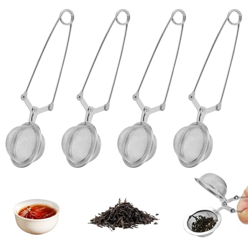 Boule à Thé, Lot de 4 Pinces à Thé, Infuseur Thé, Boule a The Infuseur, Acier Inoxydable pour Le Thé, Les Épices, Les Thés aux Fruits Filtre à Thé...