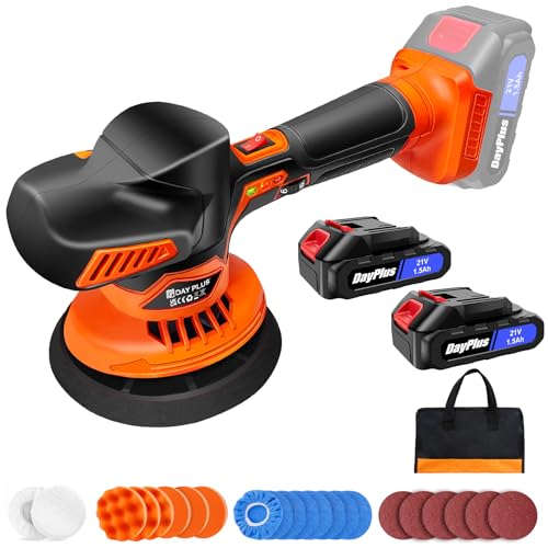 Polisseuse sans fil 21 V, kit de 22 pièces, polisseuse 12 mm, polisseuse excentrique pour voiture, 8 vitesses variables, polisseuse sans fil pour l'entretien de la voiture, le polissage, le cirage