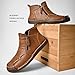 Men's Waterproof Leather Chukka Ankle Boots for Hiking Camping & Driving Fashion Retro Side Zip Hand Stitched High Top Outdoor Walking Sneakers Optional Warm Velvet Lining Snow Boots (Khaki,9,9)