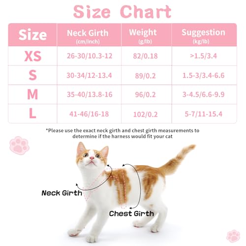 Cat Harness and Leash Set for Walking Escape Proof, Adjustable Kitten Harness Breathable Mesh with Reflective Strips Harness with Flower for Kitty Puppy Bunny - Image 3