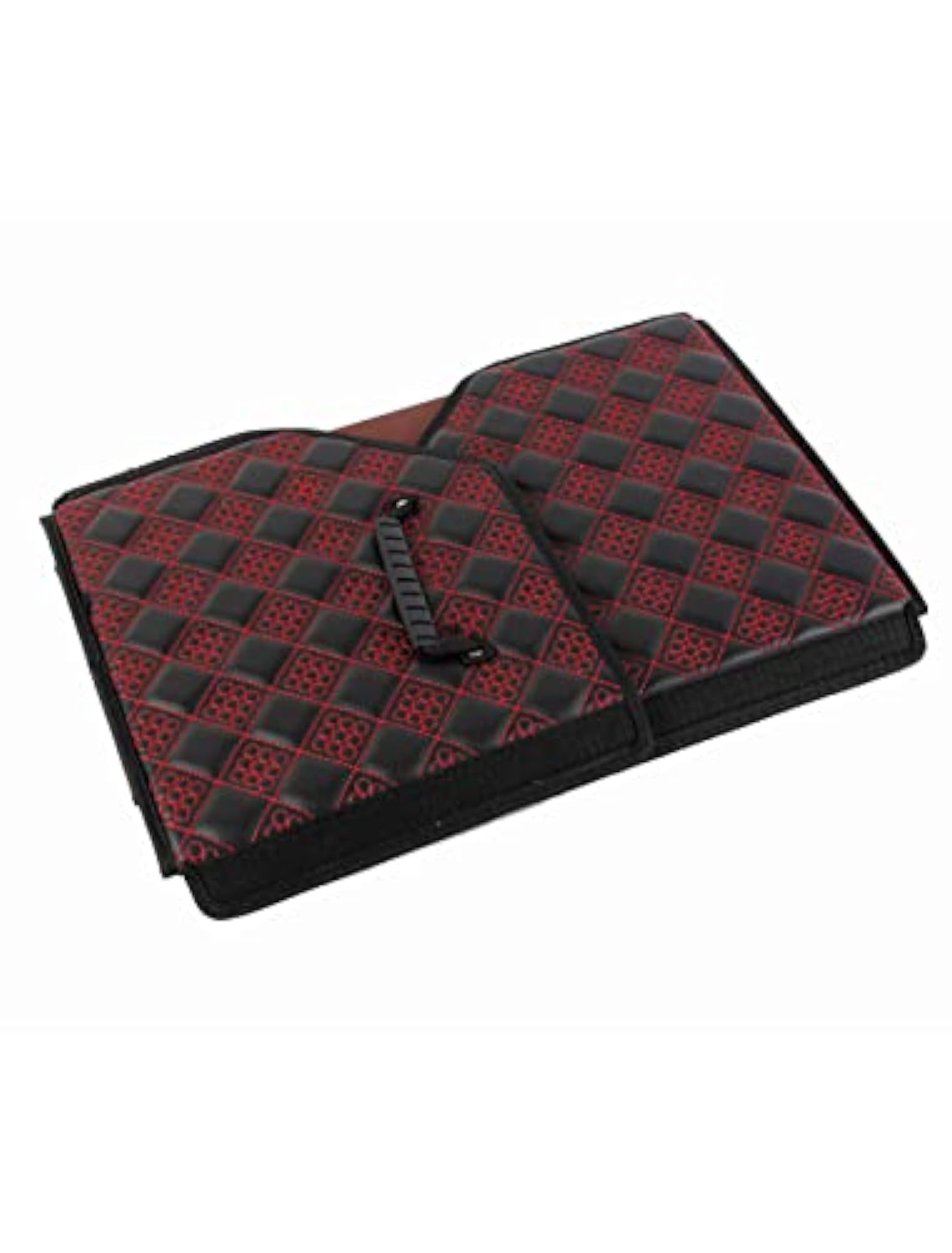 Faux Leather Design Foldable Cosmetic Storage Box Bag, Black Red