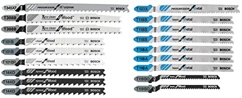 Bosch T18C 18 Piece T-Shank Wood And Metal Cutting Jig Saw Blade Set Hole Saw #TOP13