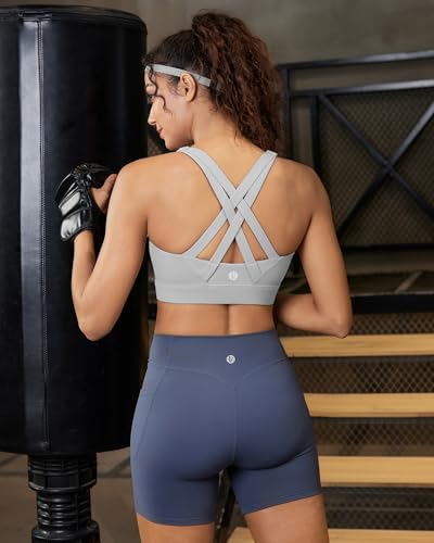 Image of RUNNING GIRL Sports Bra for Women High Support,Strappy Running Supportive High Impact Sports Bras with Sewn in Pads