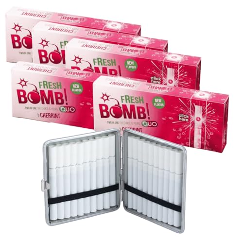 Fresh Bomb Click Zigarettenhülsen Cherry Mint (Cherrint) 500 Stück inkl. Aluminium-Etui