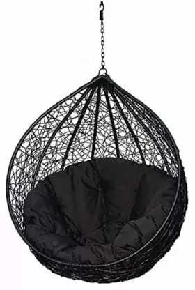 M-TEXITO Cushion for Hanging Basket Polyester Round Shape Swing Chair Cushions for Outdoor Egg Swing Chair Garden Swing, Seat Padded Pillow Cushion (Black)
