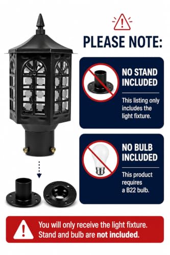 Image of SINOMAN Outdoor Post Lantern Gate Light Black Pillar Lamp Garden Light with Clear Glass Weatherproof Fixture for Pathway Front Entrance Patio or Walkway (Without Bulb) (Pack of 1)
