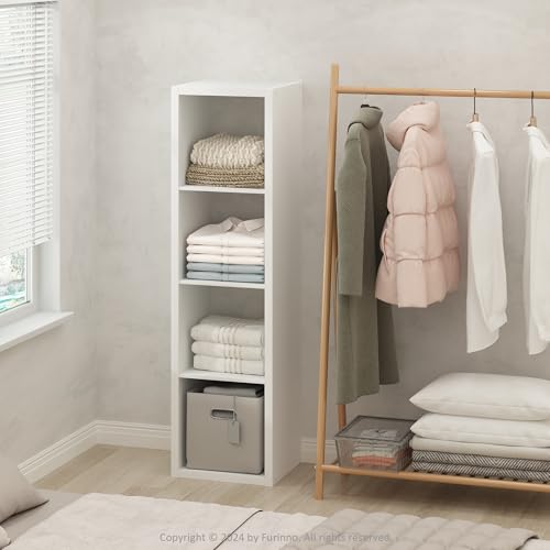 Image of Furinno Cubic Extra Thick 4-Cube Closet Organizers and Storage, White | 14.6 x 16 x 58 in, Vertical Open Shelf Closet Storage, Closet Organizer, for Wardrobe, Bedroom, Living Room