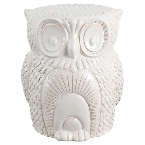 JONATHAN Y TBL1035A Millie 17.5' Classic Vintage Ceramic Indoor/Outdoor Owl Garden Stool, Bohemian, Coastal, Cottage, French Country, Traditional, Spill-Proof, Living Room, Garden Room, Patio, White