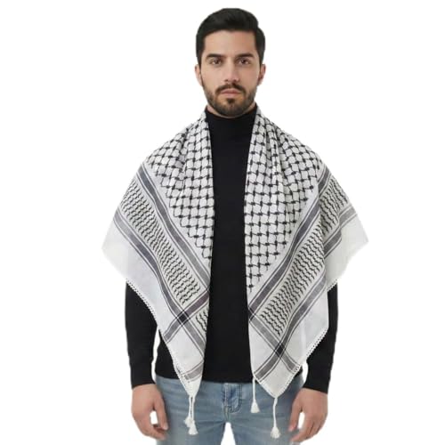 Urgarment Palestinian Keffiyeh Scarf Tassel Palestine Scarf Shemagh Tactical Head Neck Wrap for Men and Women