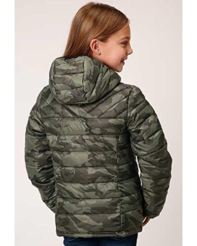 Roper Girls' Green Camo Nylon Insulated Hooded Anorak Coat (Large)2
