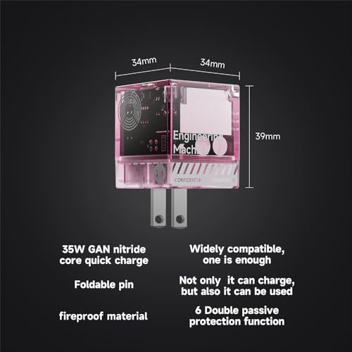 Image of 35W Fast Charger Power Adapter Wall Charger USB-C GaN Power Charging Technology Sense Type-C Fast Charging Multi Compatible Charging Foldable Pin Small and Easy to Carry (Reality Pink)
