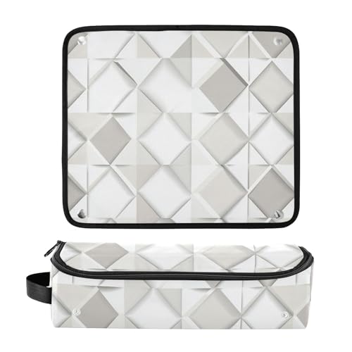Bolsa para herramientas de cabello para mujeres con almohadilla resistente al calor impermeable organizador de viaje para plancha y accesorios de cuidado capilar, esencial blanco rhomboide para viajes miniatura 3
