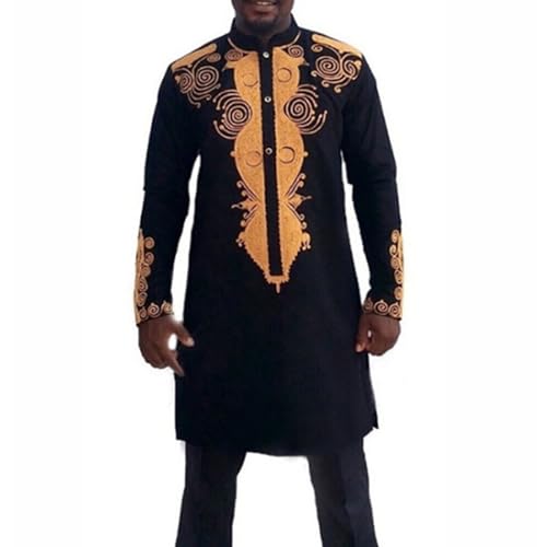 Costume traditionnel africain deux pièces pour homme en tissu respirant à motifs