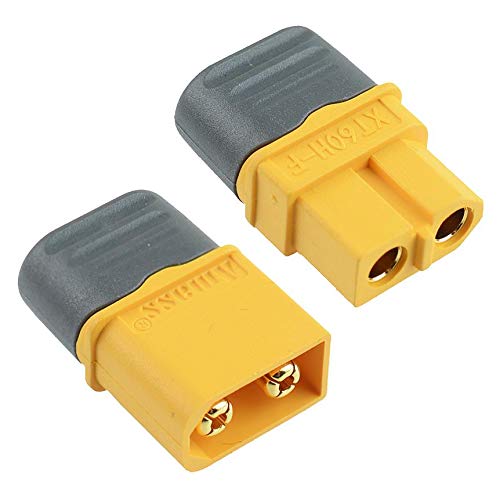 Switch Electronics Pair Male + Female XT60 Gold Plated Connector with Cap 30A AMASS for RC Battery Toy Vehicle (1 Male and 1 Female)